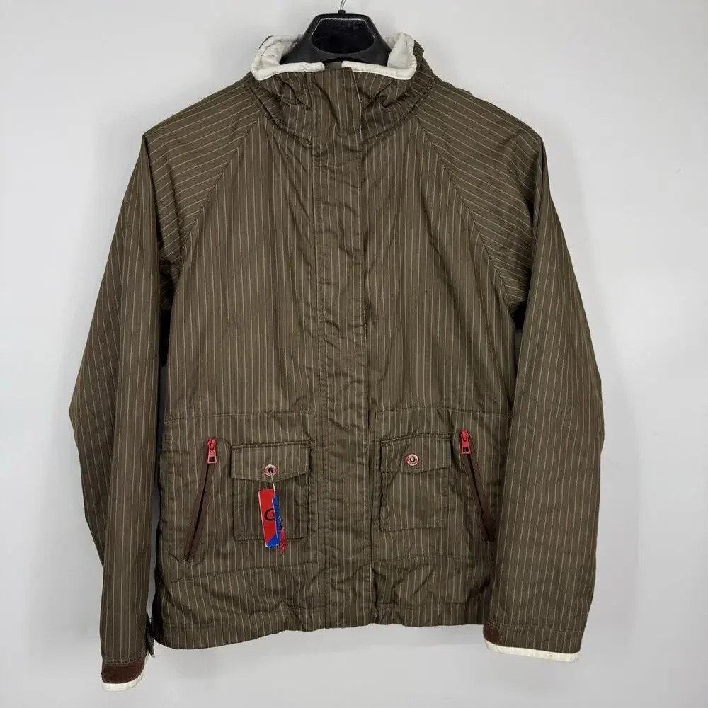 Foursquare Women XL Ski Coat Jacket Striped Brown 8K Convertible Hood Snowboard